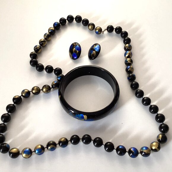 Vintag2 Blue Necklaces + 3 Sets of Blue Earrings + Bracelet Women's Accessories - Picture 3 of 6